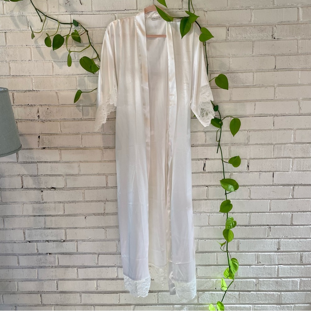 White Satin Robe with Lace